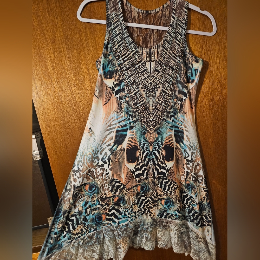 Multicolor Sleeveless Dress/Tunic Top - Small